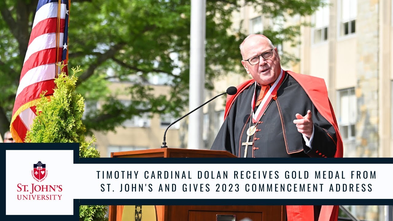 Timothy Cardinal Dolan receives Gold Medal from St. John’s University and gives commencement address