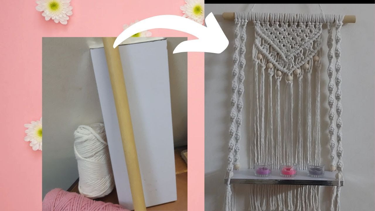 فكرة رف مكرمية / Macrame rack /Diy