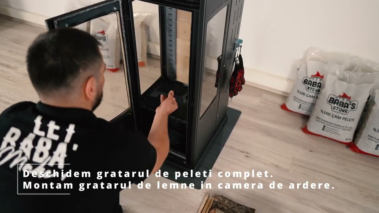 Soba pe lemne si peleti cu plita FLAME FAN PLUS 12kW, fara automatizare