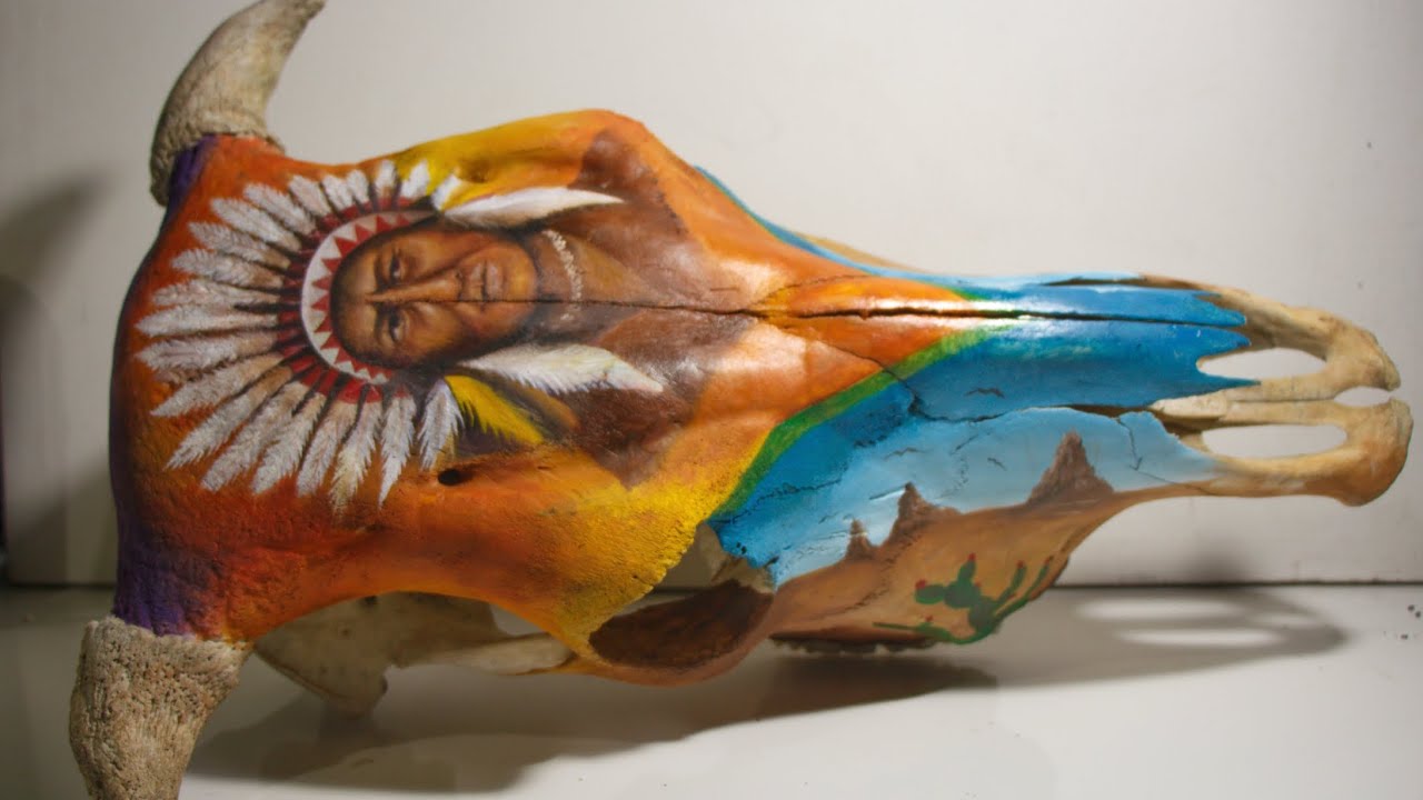 Craneo de Vaca pintado al Óleo