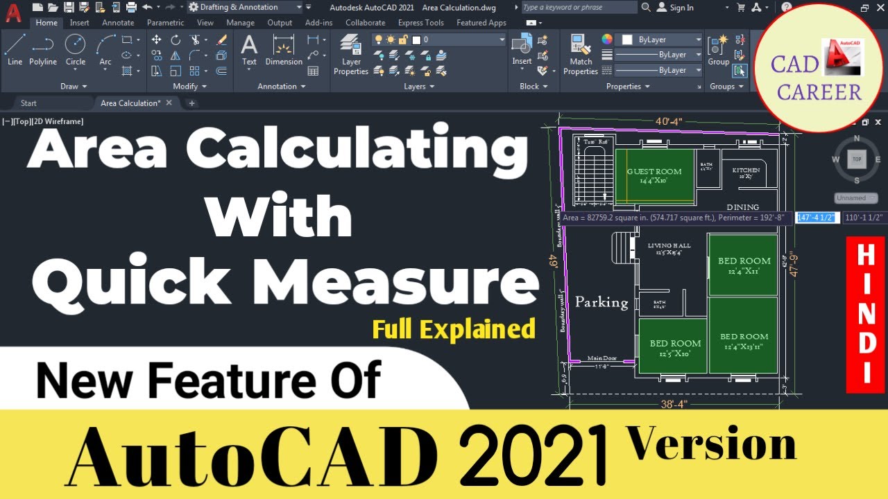 AutoCAD 2021 NEW FEATURES | AREA CALCULATING WITH QUICK MEASURE TOOL | Measure Geometry Command