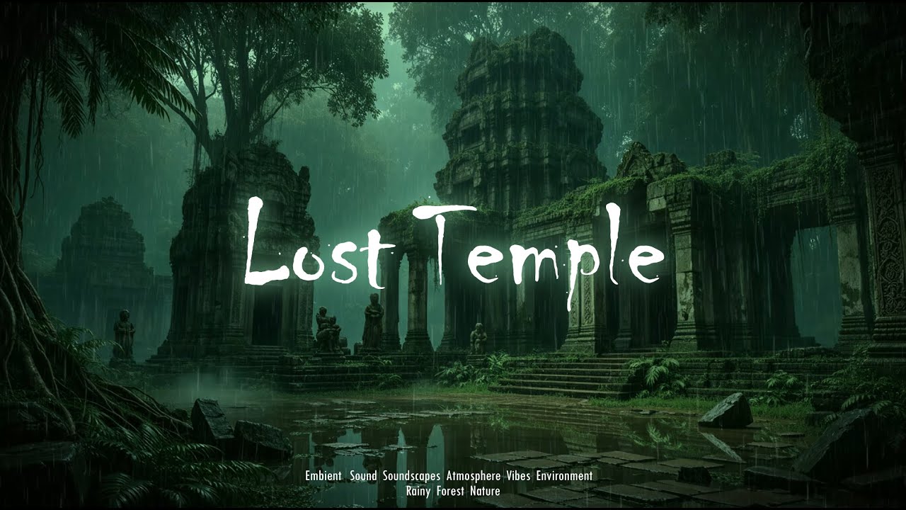 Rain in Lost Ancient Temple Forest🌧️ Ambience for Relaxation & Meditation Soothing - No music 🚫