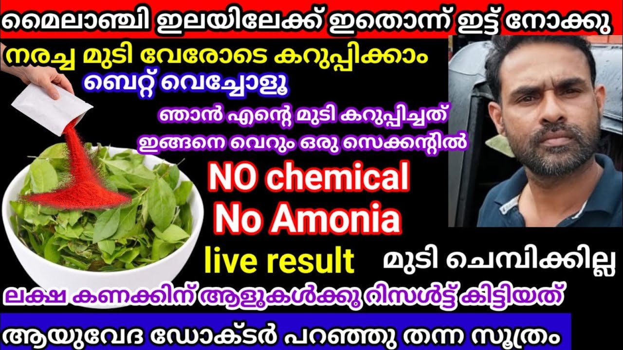 മൈലാഞ്ചി ഇലയിൽ ഇതൊന്ന് ഇട്ടാൽ മതി നരച്ച മുടി ഒരു സെക്കന്റിൽ കട്ട കറുപ്പ് ആകാം/viralvideo/liveresult 