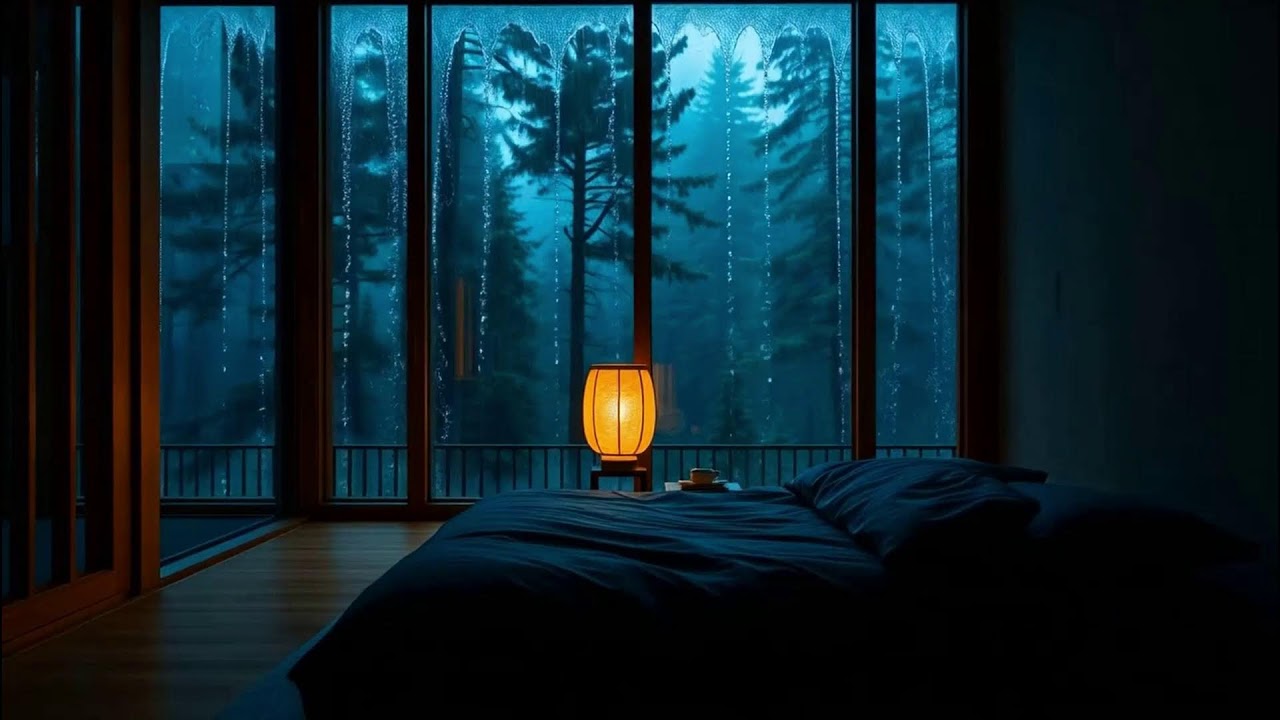 Rain Sounds at Night Dark Bedroom 🌧️ No Ads for Deep Sleep Focus Meditation Calm