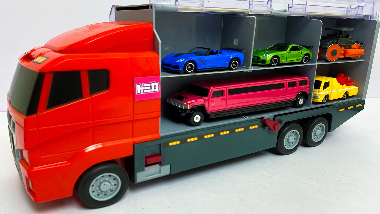 トミカ☆トミカのミニカーを開封しチェックしてコンボイへ収納するぞ☆Tomica Mini Cars☆ Ambulance & Work Vehicles Convoy!