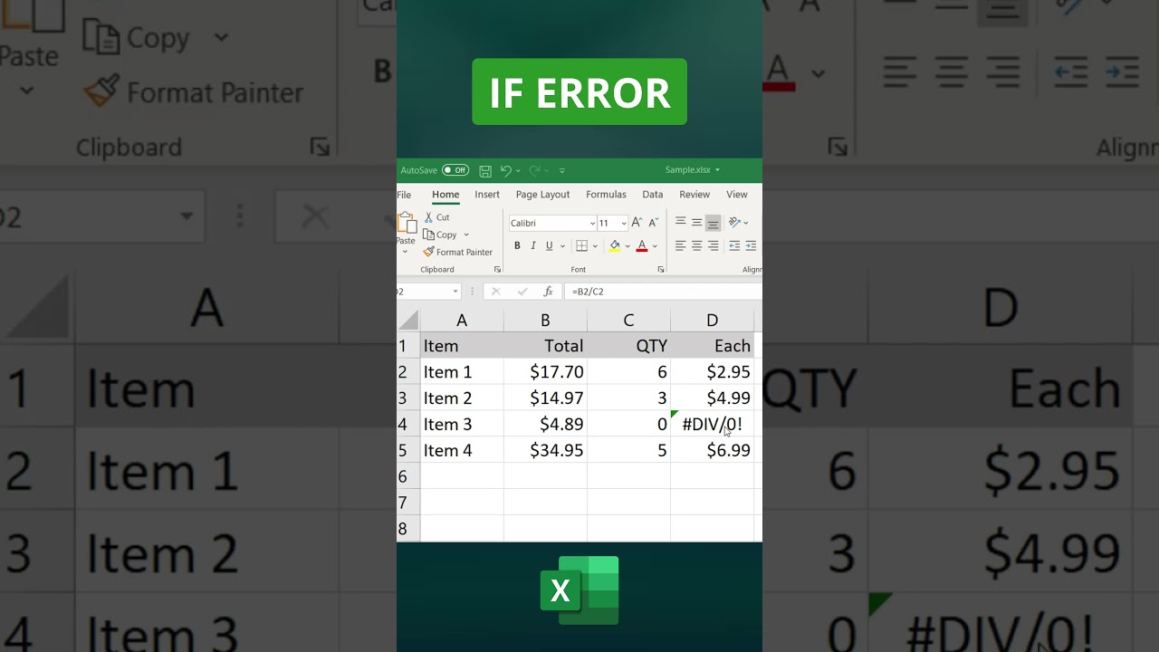 How to Use IFERROR in Excel to Fix Formula Errors