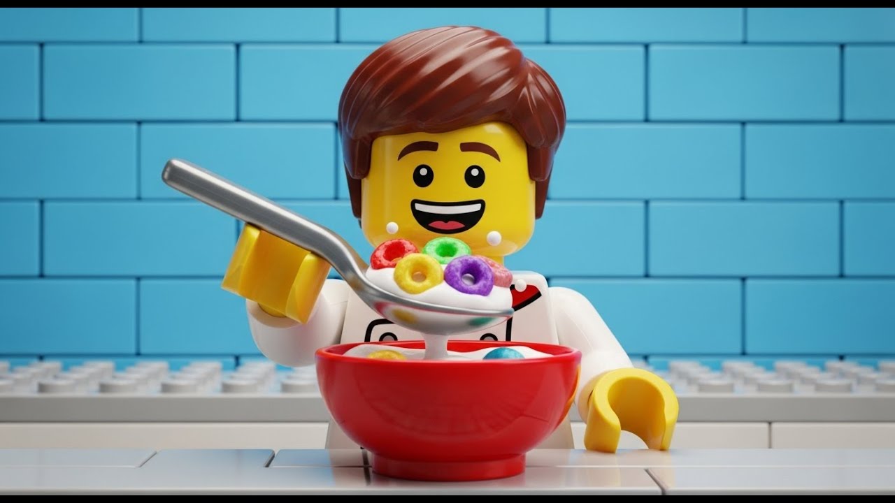Satisfying LEGO Stop Motion: Pouring Cold Milk & Cereal 🥣🥛