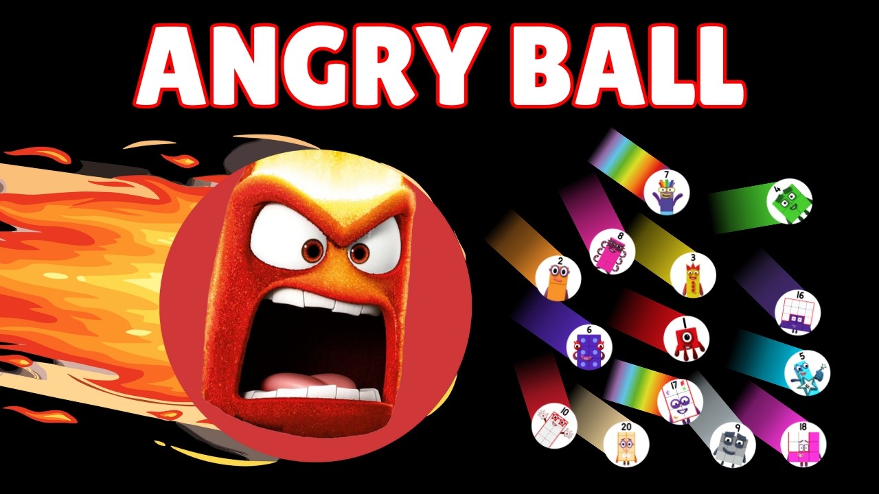Angry Ball VS 25 Numberblocks Marble Race
