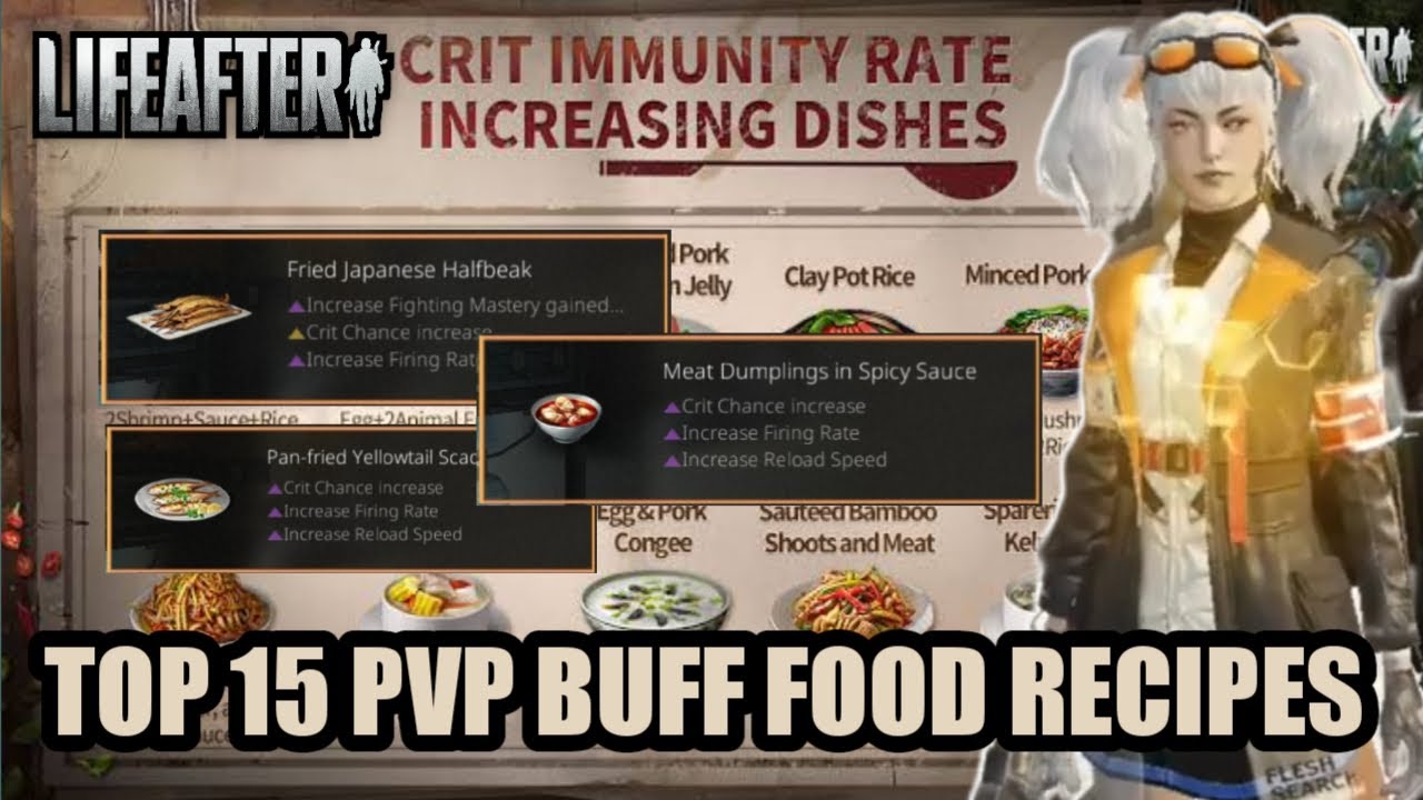 Lifeafter Top 15 PvP food recipes