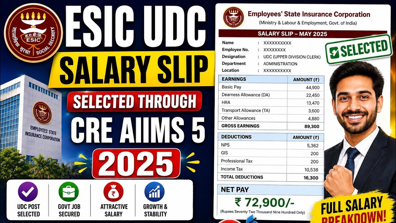ESIC UDC Salary Slip 2026 Selected Through CRE AIIMS.By RK JOBS GUIDE.@RKJOBSGUIDE. 