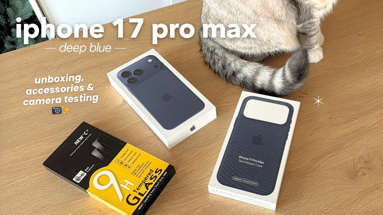 iPhone 17 Pro Max Deep Blue📦aesthetic unboxing, accessories, outdoor camera & travel vlog testing 🚕