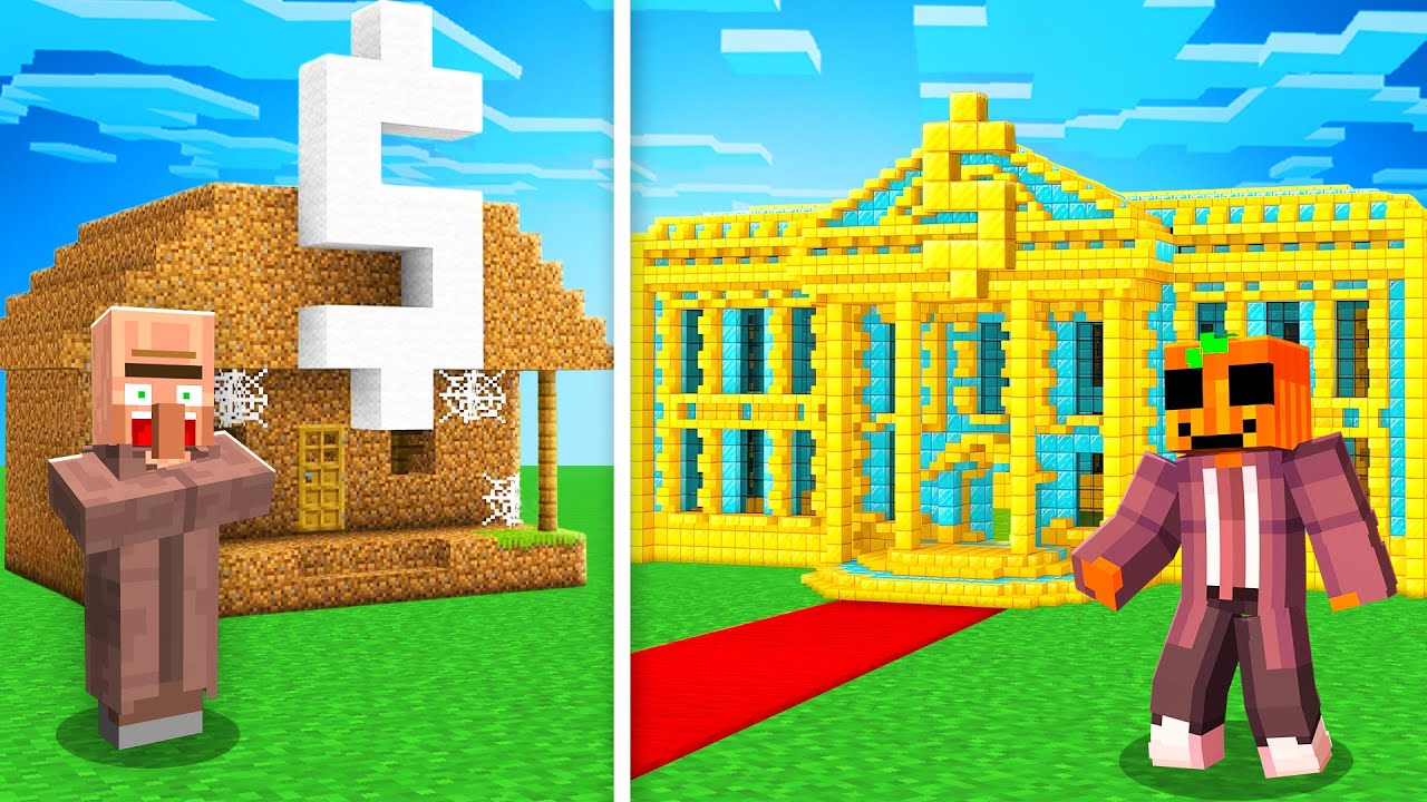 Hice el BANCO Más GRANDE Contra un ALDEANO en Reto de Construccion!
