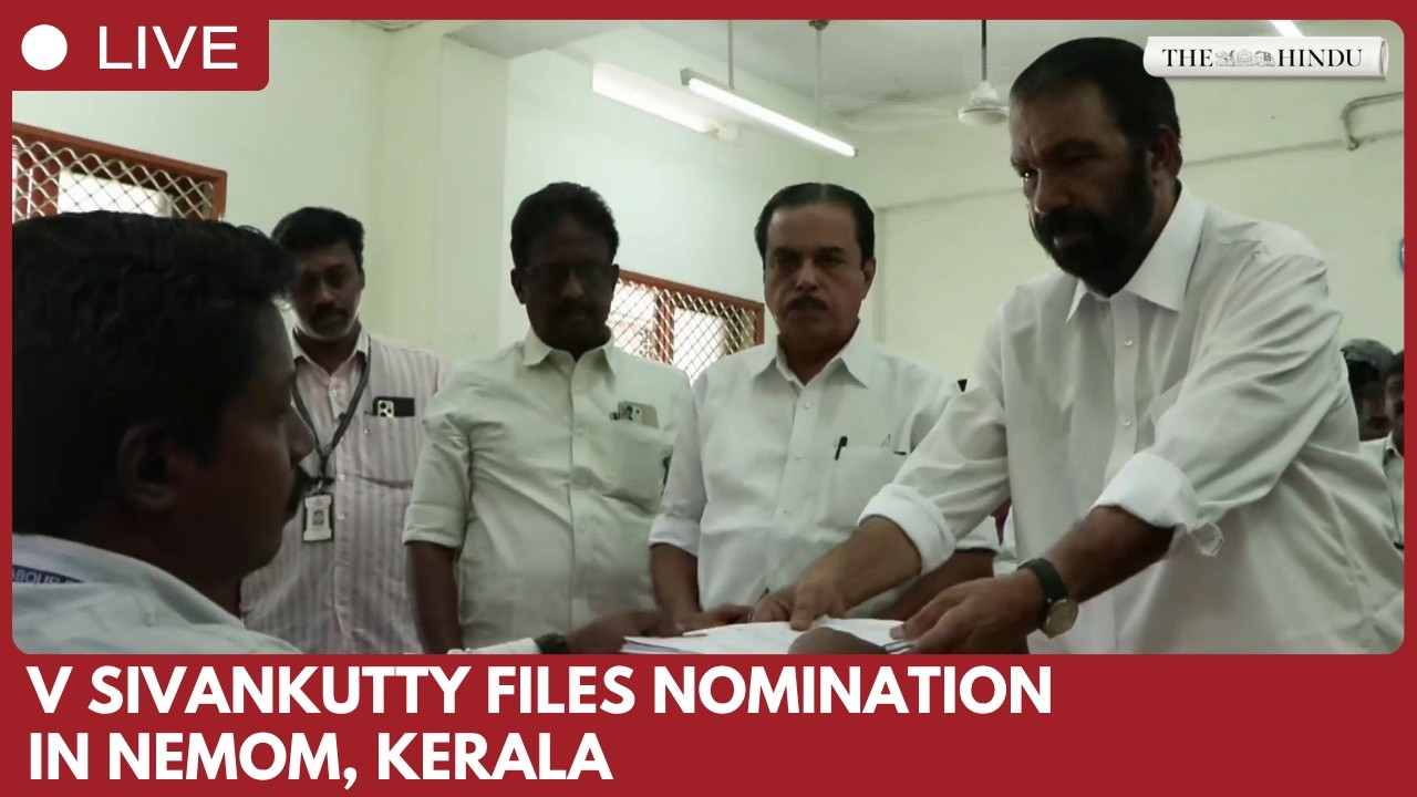 LDF leader and Kerala Education Minister V Sivankutty files nomination at labour office
