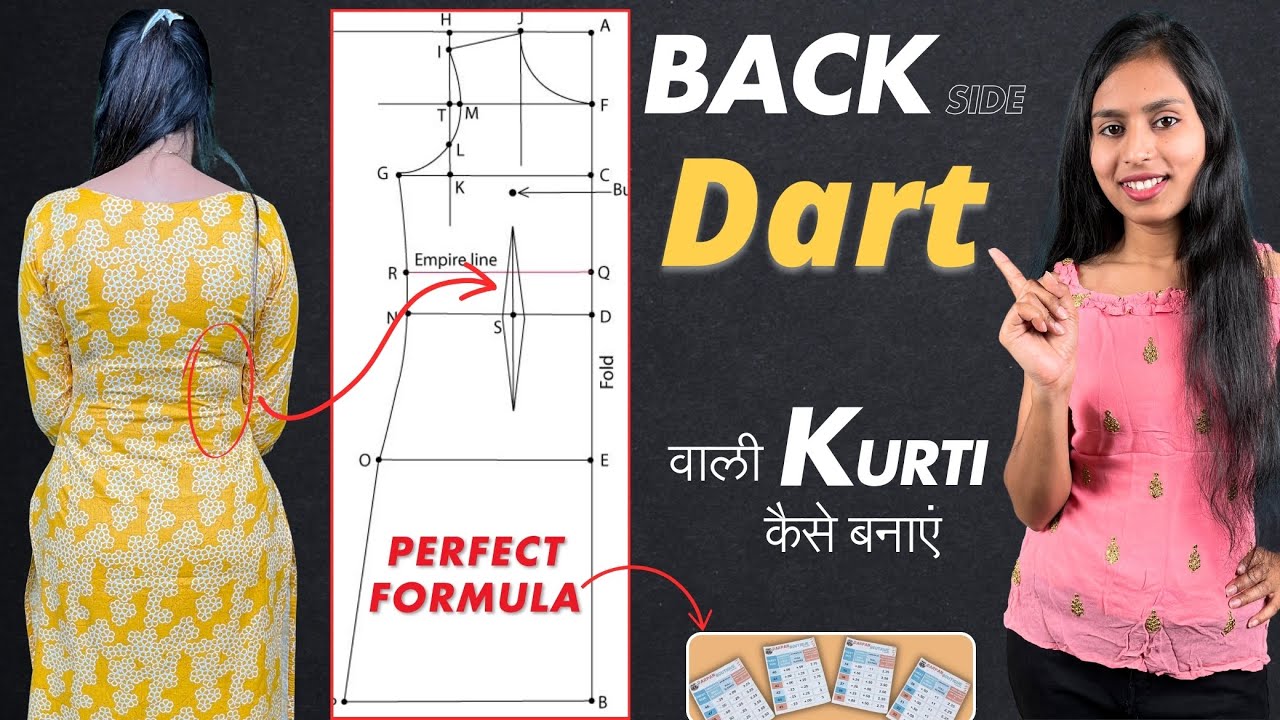 Back Side Dart वाली Kurti कैसे बनाएं / All Size Perfeck Formula / कुर्ती में पीछे Tucks बनाने का..