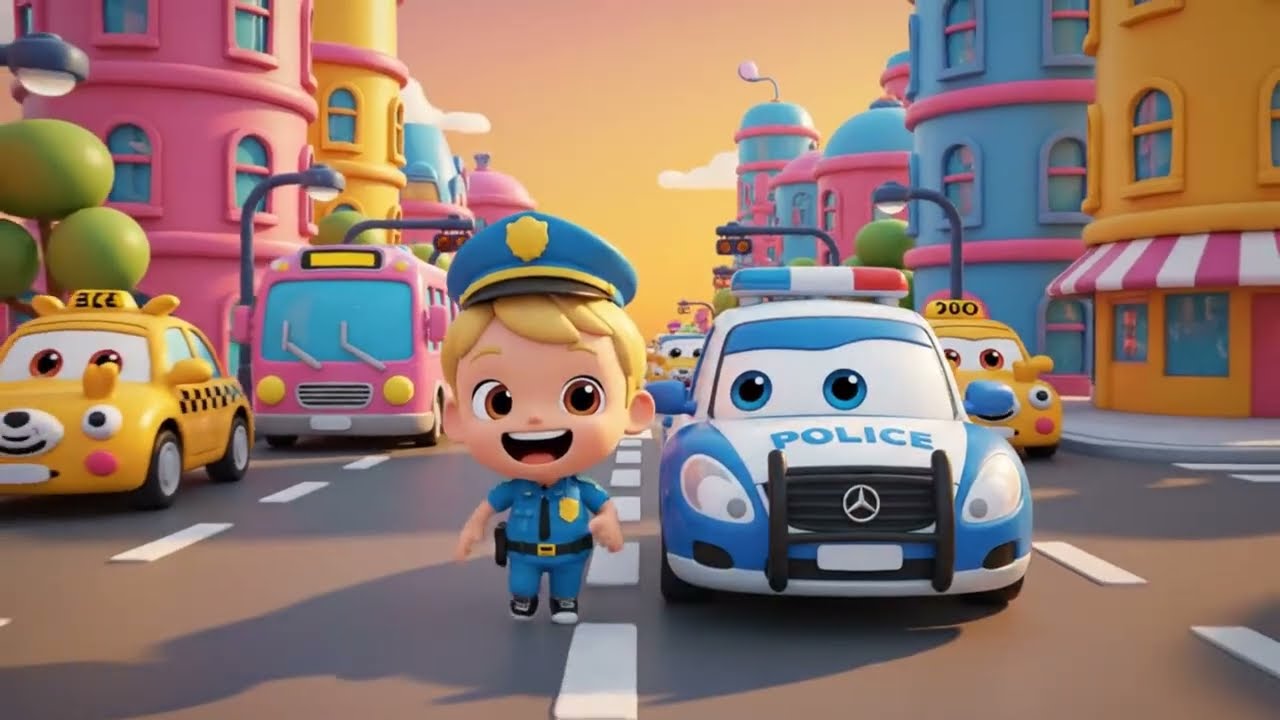 Police Car Song with Siren Sounds 🚓 | Preschool Kids Music