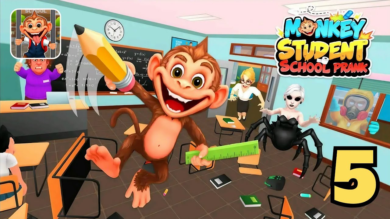 Monkey Student School Prank | Gameplay Part 5 | Android iOS | The Prankster Monkey | Funny Pranks
