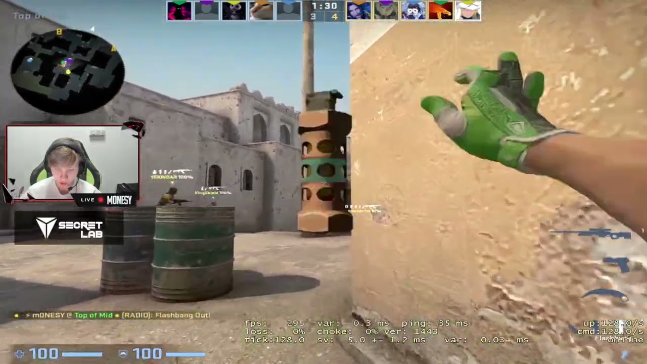 m0NESY plays faceit on dust2