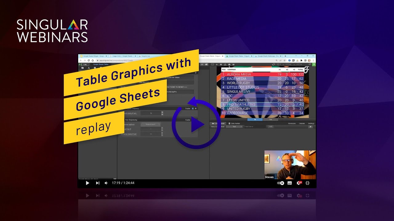 Singular Webinar Replay - Table Graphics with Google Sheets