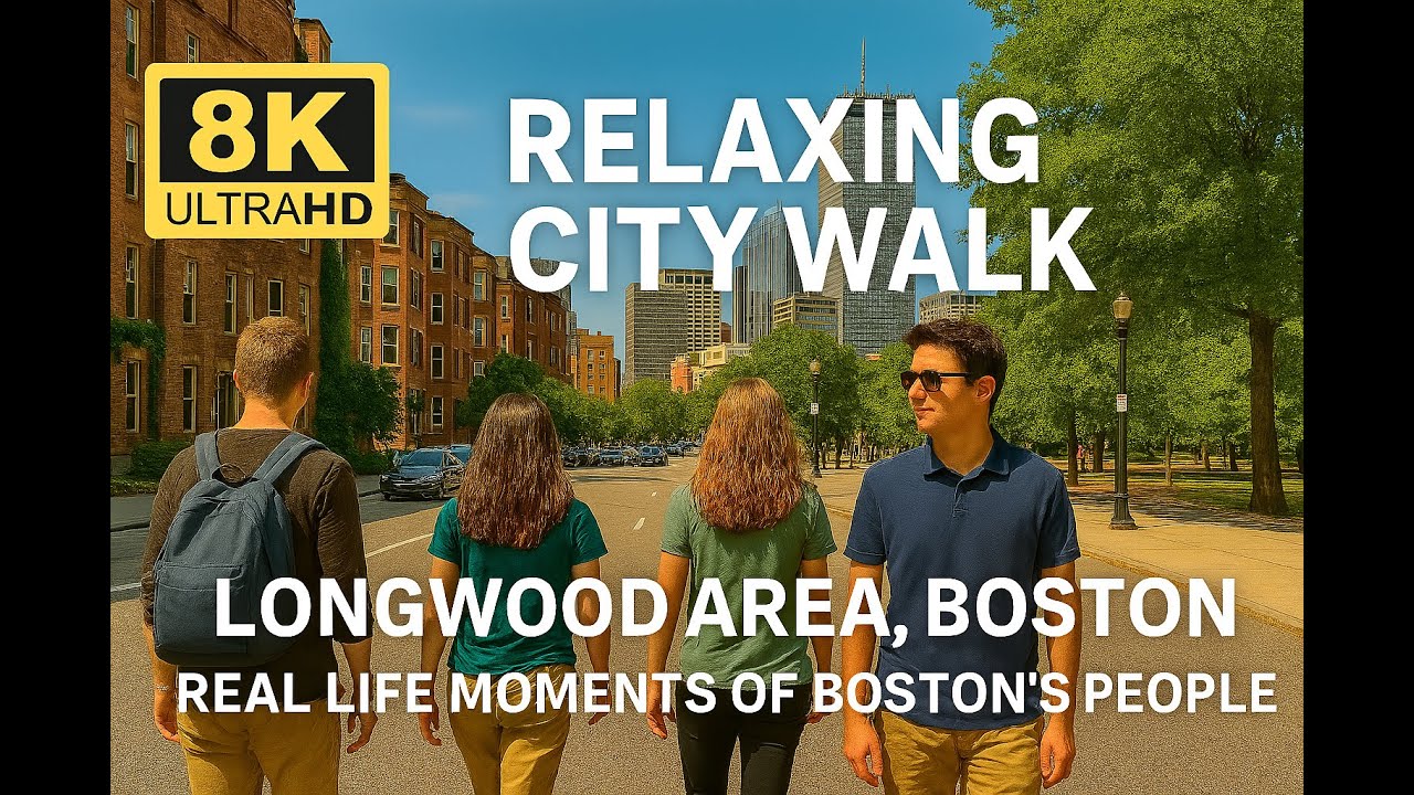 8K Relaxing City Walk: Longwood Area, Boston | Real Life Moments of Boston's People #SlowMotionWalk