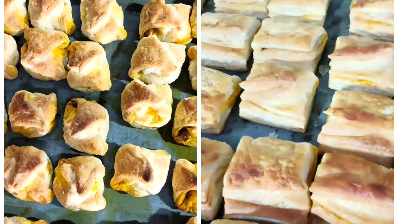 veg puff |egg puff |chicken puff |paneer puff cutting and making video |puff recipe |muthu master