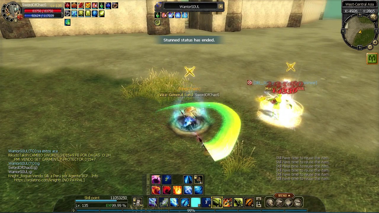 SRO Latino pvp warr/cleric STR WarriorS0UL VS Spear Hibrido cold Lighning SwordOfChaoS