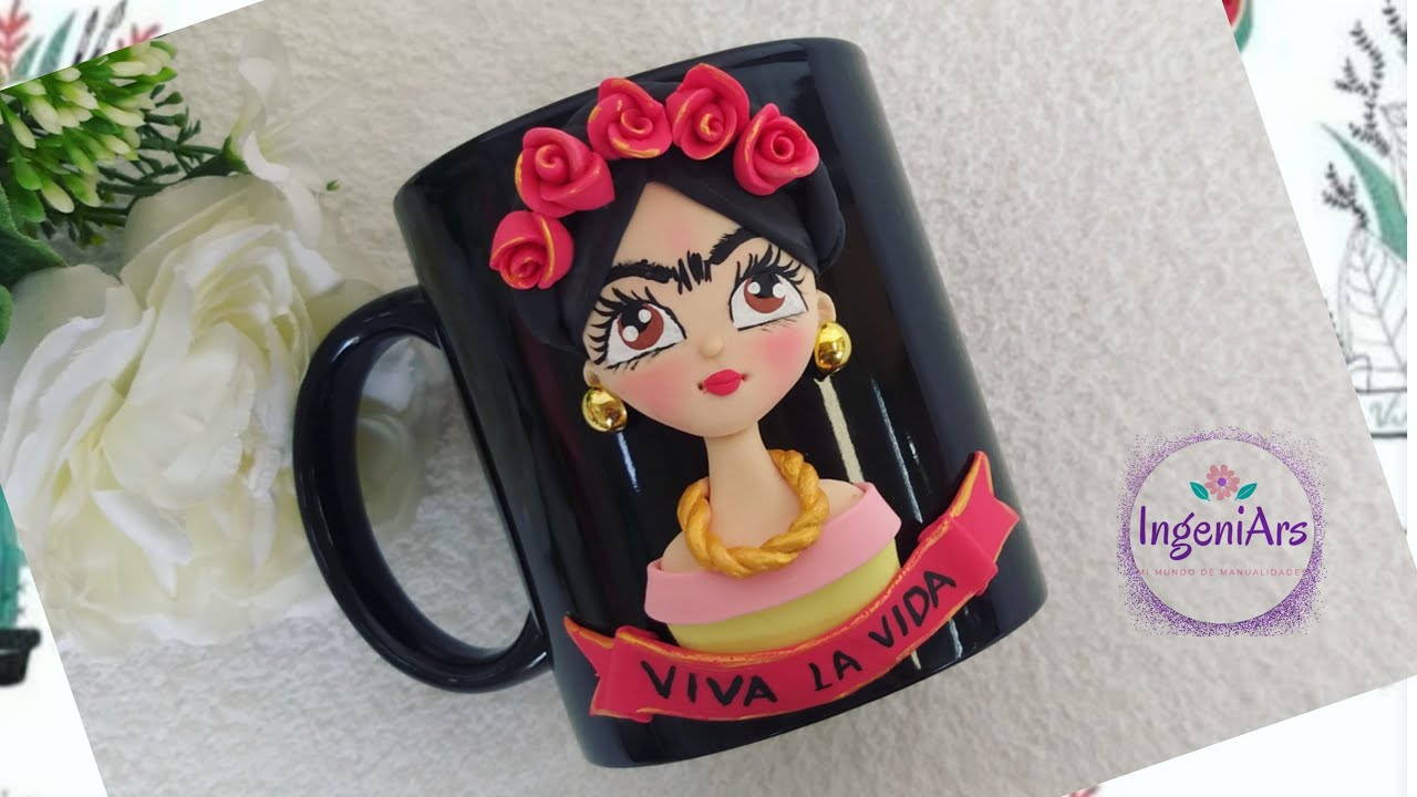 Taza Frida. Como hacer una Frida con pasta Flexible, modelado a mano.