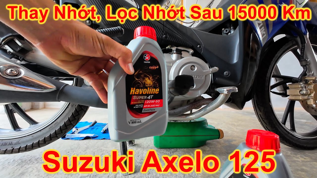 Suzuki Axelo 125 - Thay nhớt, thay lọc nhớt, vệ sinh lọc nhớt thô (2024)