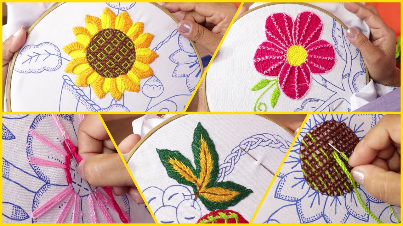 BORDADO FANTASÍA PUNTADAS FÁCILES Y RÁPIDAS  Hand embroidery #14 | EASY EMBROIDERY @BORDADOS FACILES