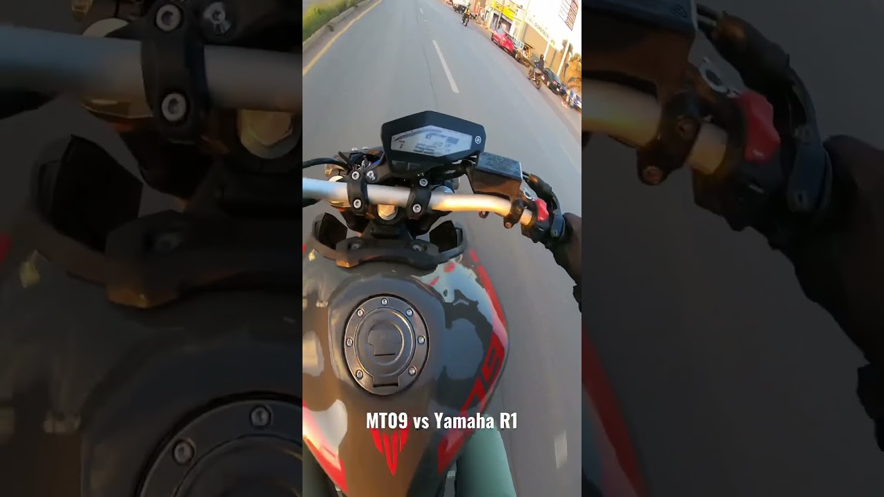 MT09 vs Yamaha R1 drag race 🏁 #yamaha #motorcycle #yamahamt #automobile