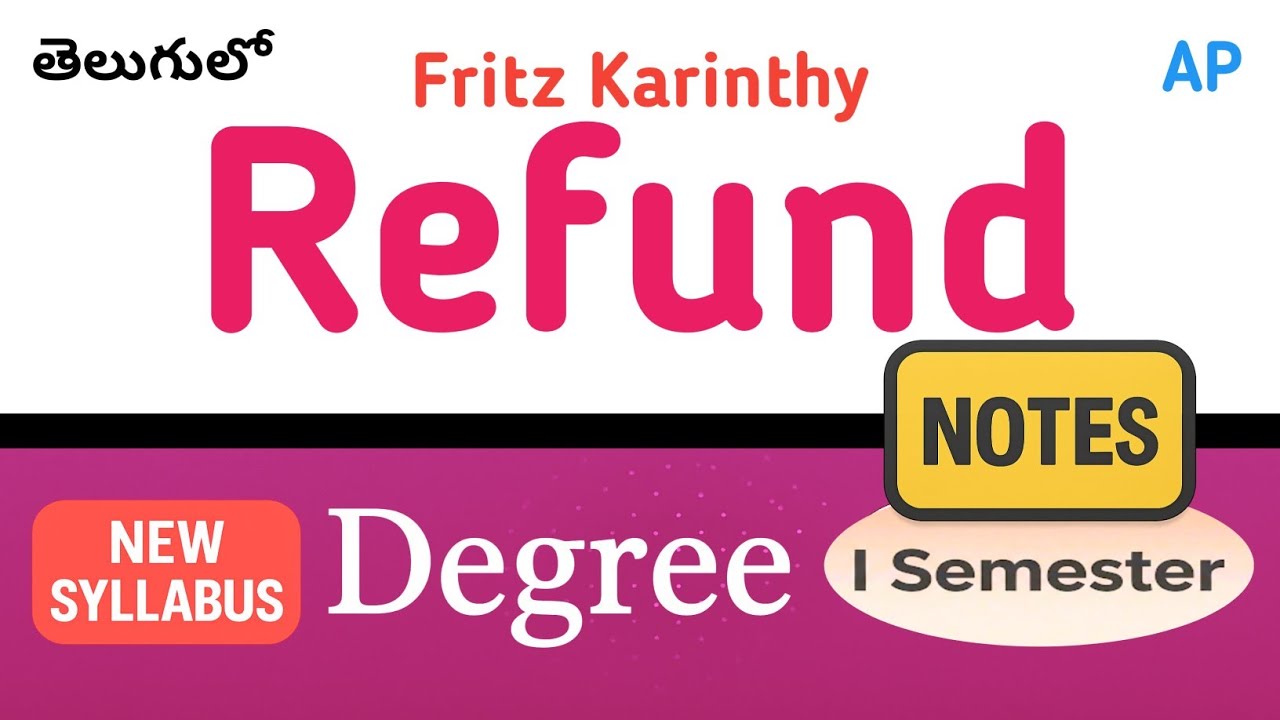 Refund Fritz Karinthy Notes in Telugu I AP New Degree Semester 1 English Lessons