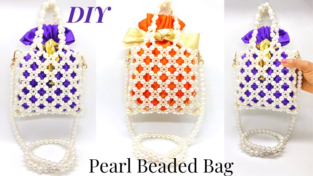 HOW TO MAKE A PEARL BEADED BAG(TUTORIAL HOW TO MAKE A  BEADED PEARL BAG/PEARL BEADED HANDBAG/NETTING