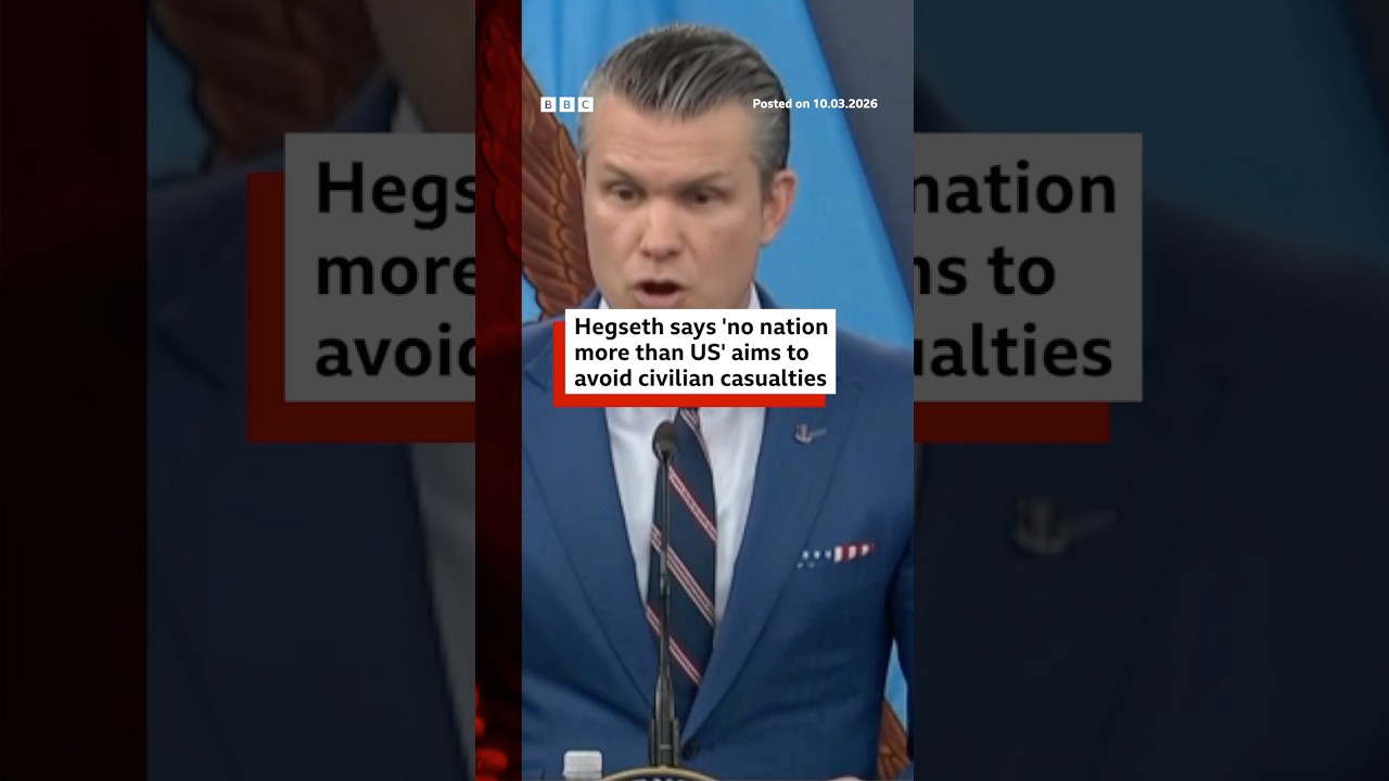 Hegseth says 'no nation more than US' aims to avoid civilian casualties. #Iran #BBCNews