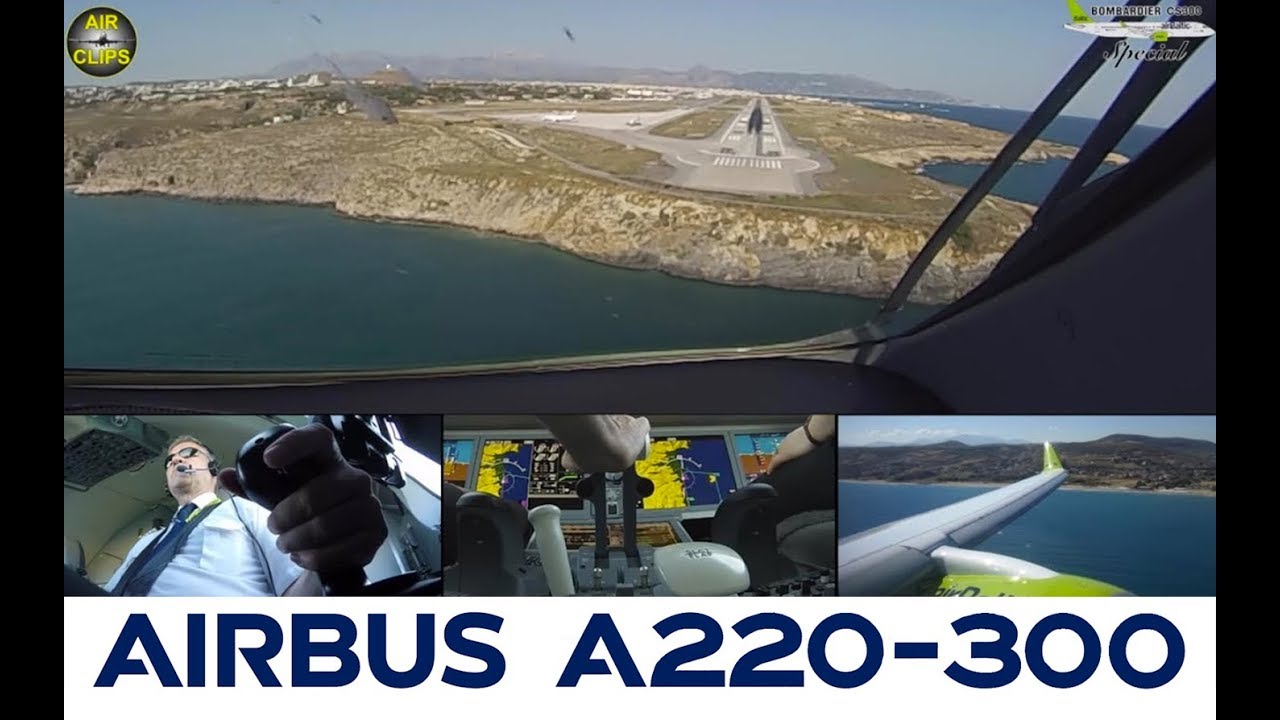 Airbus A220-300 Air Baltic Riga-Heraklion Cockpit Movie - MINI SUPERCUT! [AirClips]