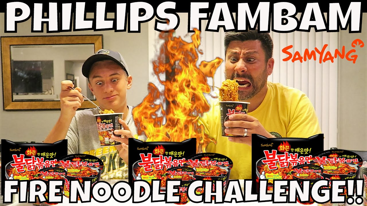 THE SPICY KOREAN FIRE NOODLE CHALLENGE!! BOYS EDITION! SAMYANG! PHILLIPS FamBam
