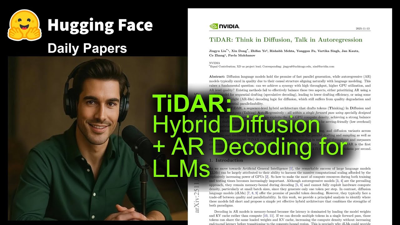 TiDAR: Hybrid Diffusion + AR Decoding for LLMs