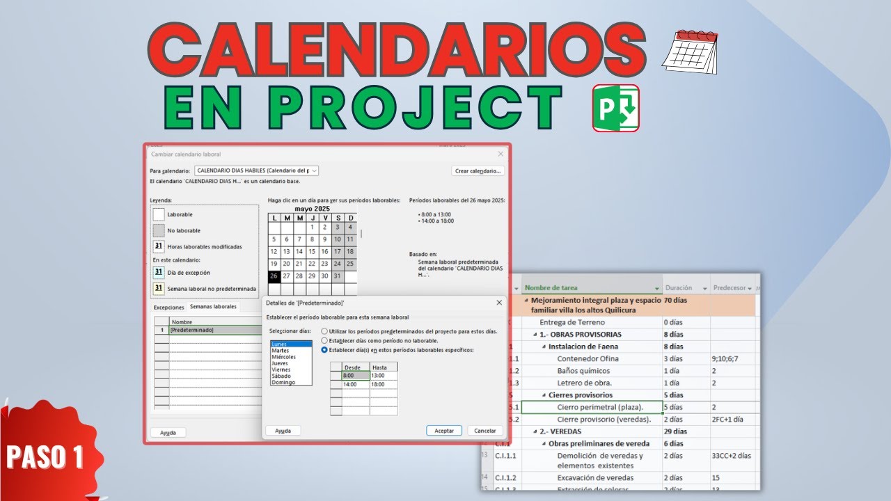 MS Project: Crea Calendarios de Proyecto con Días Hábiles y Corridos (Paso a Paso Real)