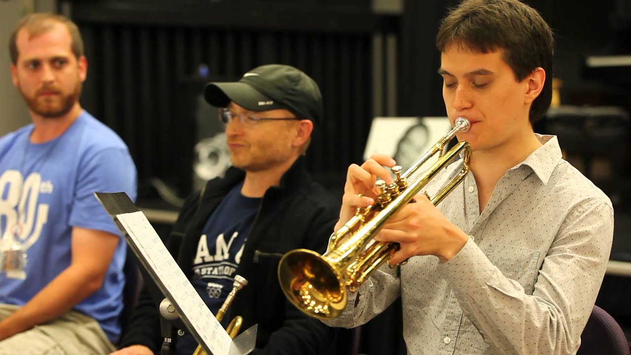 Brad Goode teaches a trumpet section at the 2015 CBJTC!