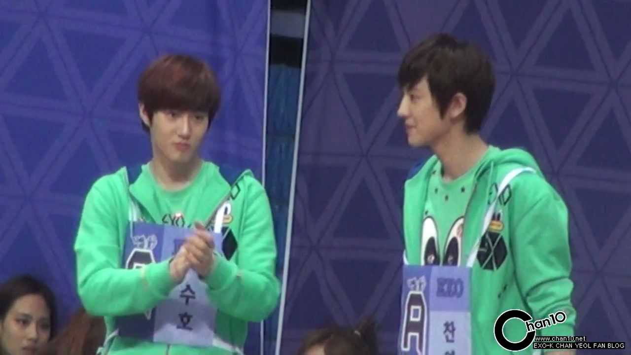 130128 EXO  아이돌스타 육상 양궁 선수권대회 응원단장 찬열이 cam.