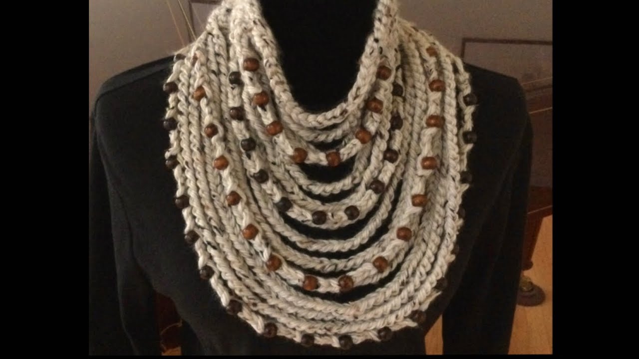 Crochet Necklace Shawl with chains and slip stitch