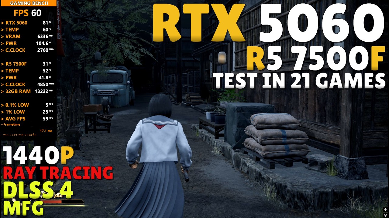 RTX 5060 + Ryzen 5 7500F | 21 Games Tested at 1440p | DLSS 4, Ray Tracing & Multi Frame Generation