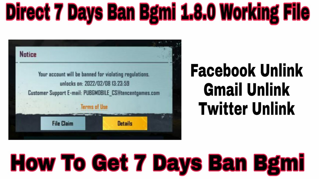 Direct 7 Days Ban File Bgmi & Global How to Get 7 days Ban Unlink Facebook by Problem solver4u