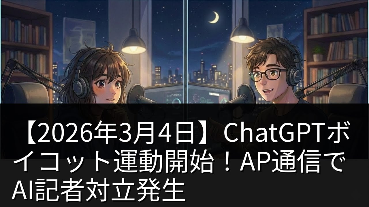 【2026年3月4日】ChatGPTボイコット運動開始！AP通信でAI記者対立発生