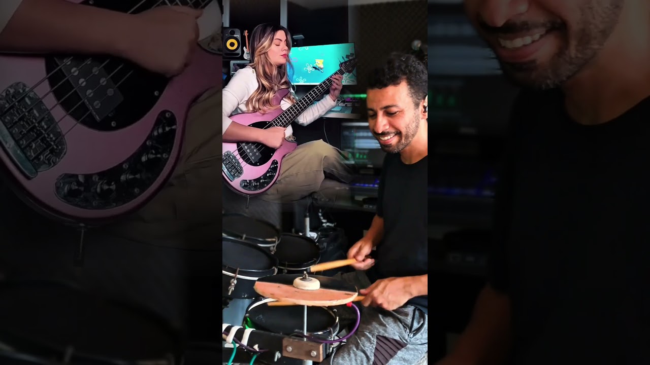 Drum cover com a fera do baixo 