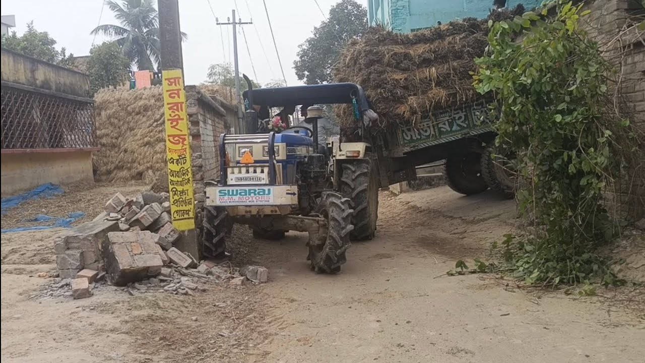 Swaraj 744 FE 4WD tractor new trolley load video swaraj 744FE 4WD performance