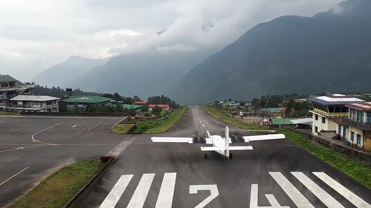 Watching a take off at Lukla