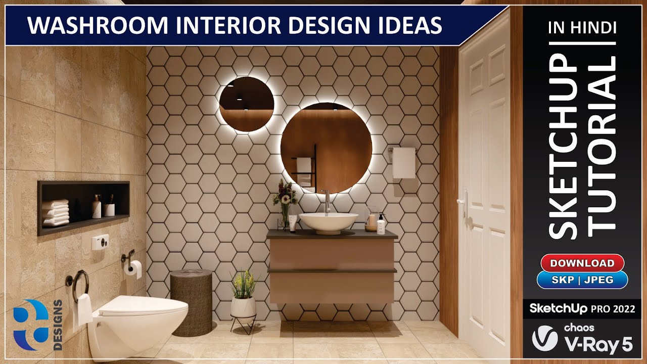 MODERN WASHROOM | WASHROOM INTERIOR DESIGN IDEAS | VRAY 5 SKETCHUP INTERIOR #1| BATHROOM | PDDESIGNS