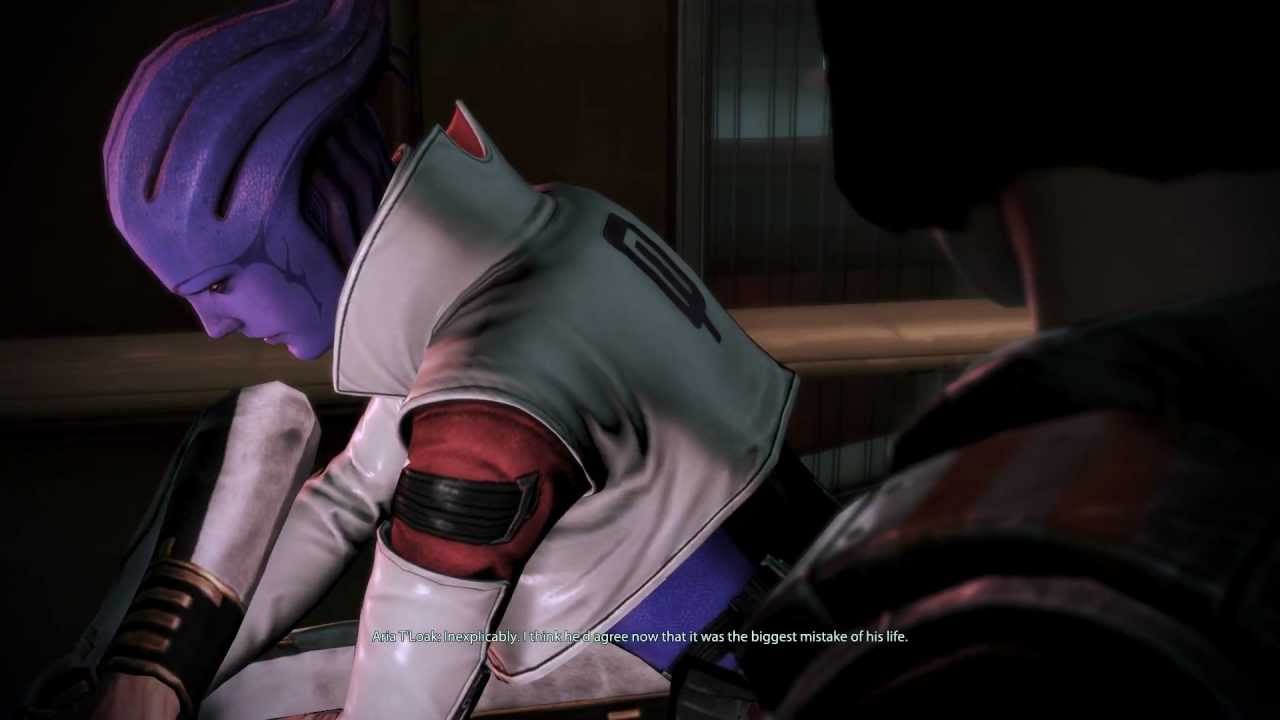 Mass Effect 3 Omega DLC: Aria kisses FemShep (Renegade ending)