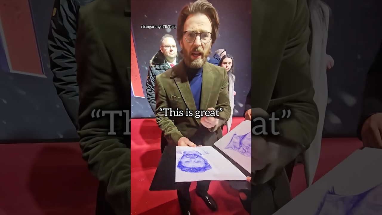Реакция Криса на свой портрет 👏🏻 #chrisevans #captainamerica