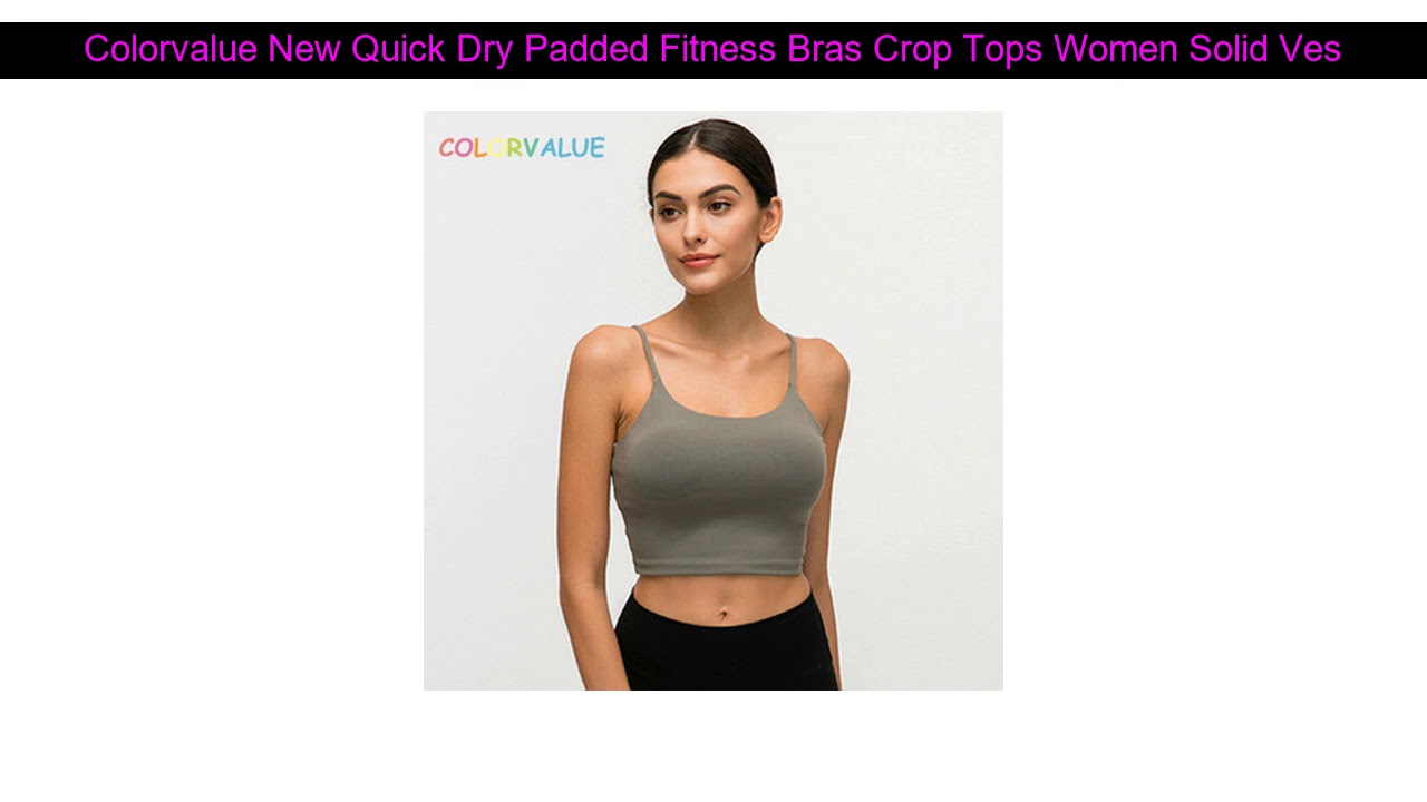 Colorvalue New Quick Dry Padded Fitness Bras Crop Tops Women Solid Vest-Type Nylon Yoga Workout Spo