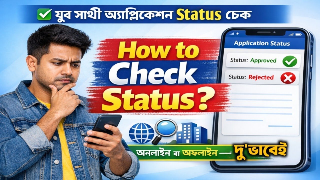 যুব সাথী ফর্মের স্ট্যাটাস চেক করার পদ্ধতি || Yuba Sathi Online & Offline Status Check Process || 